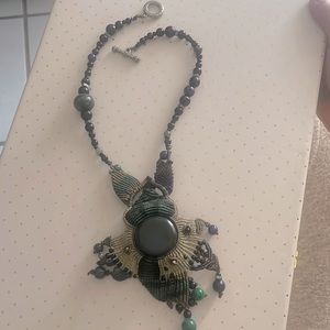 Asymmetric Macrame Stone Necklace